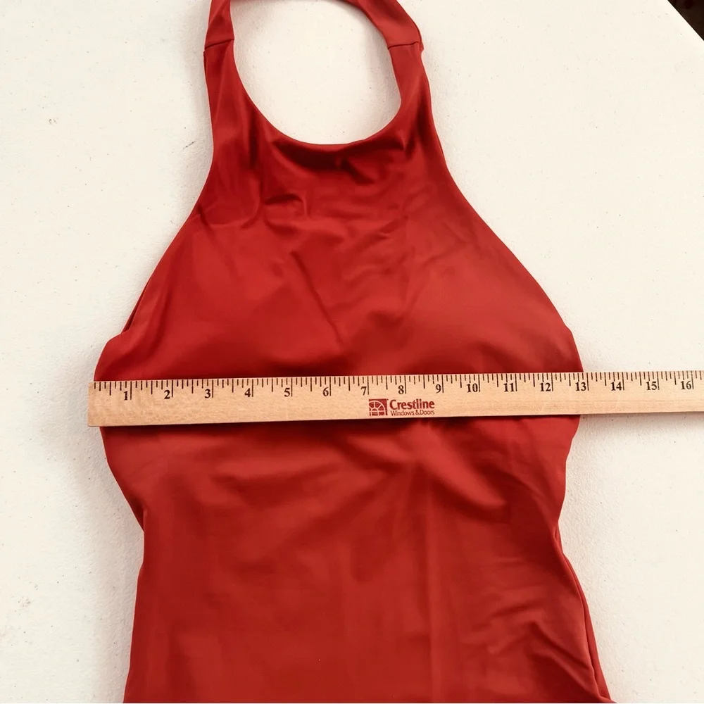 New Andie Swim The Luzon Chili Pepper Red Halter Neck One-Piece Classic Swimsuit - Picture 5 of 11